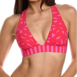 NWT Sweaty Betty Peninsula Xtra Life Bikini Top in Red Vintage Seed Print